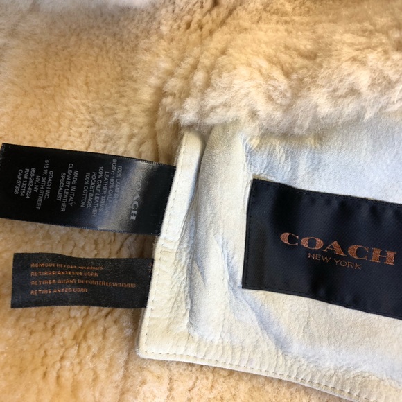 Coach Biker Sheepskin & Leather Coat Black Natural Made in Italy - Picture 16 of 16